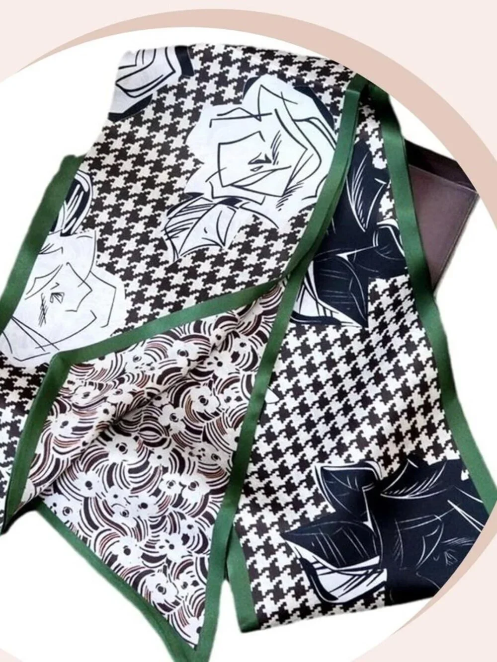 Women's Black White Checkered Fashion Elegant Oblique Angle  Scarves Bag Scarfs